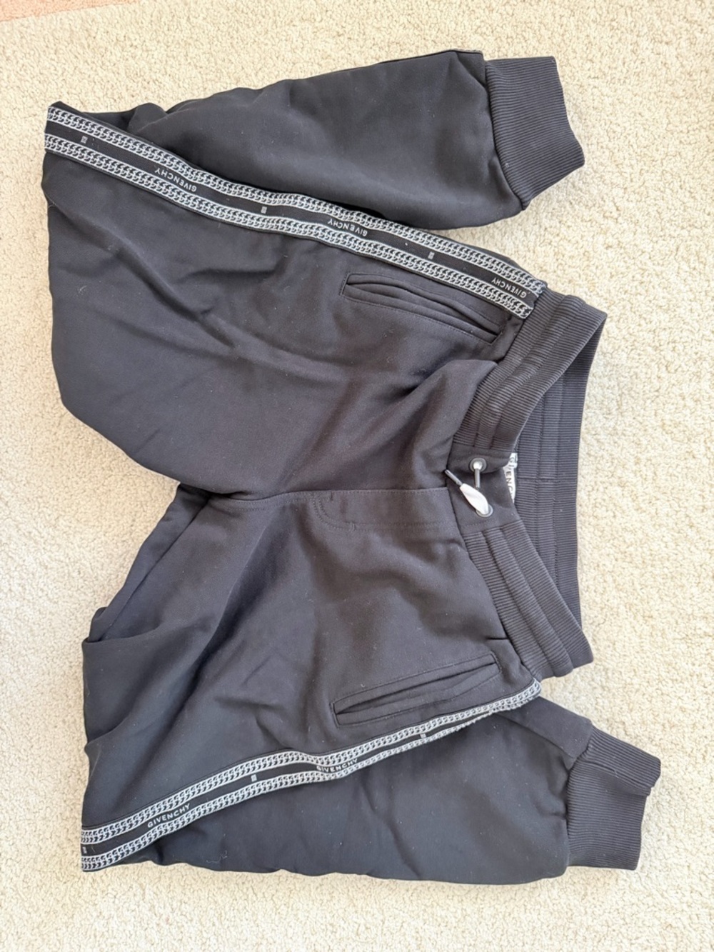 Givenchy Kids Black Jogger Pants with Contrasting Side Tape